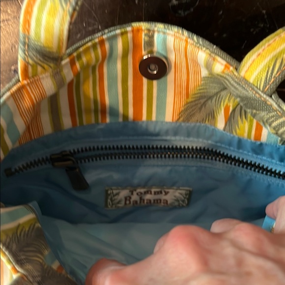 Tommy Bahama Orange and Yellow Tote Bag with Tropical Design - Picture 6 of 7